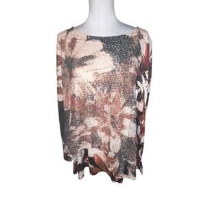 New‎ Direction Women's Boho Sparkle Overlay Tunic Knit Blouse Ferry Goth Size XL